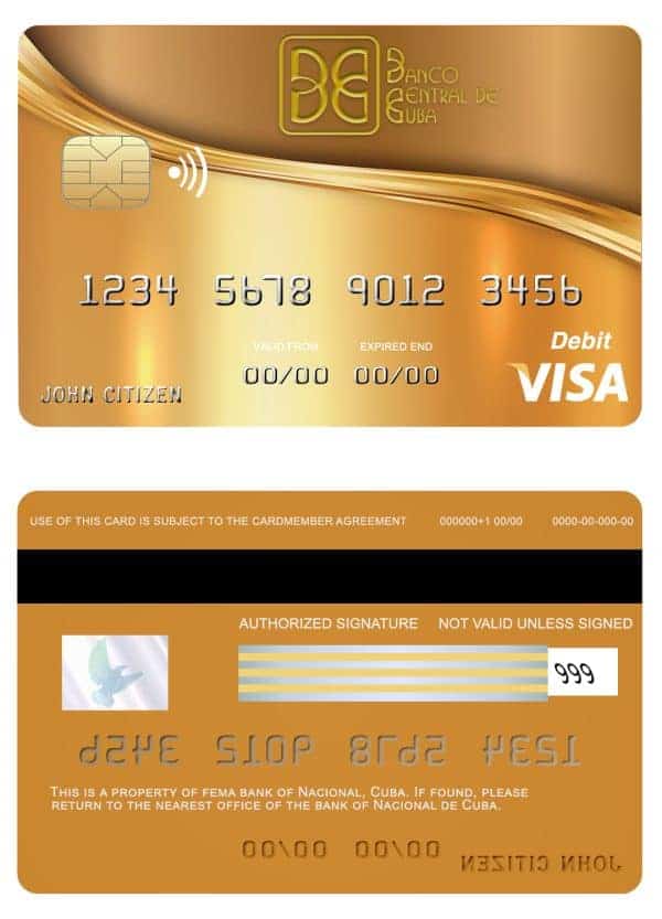 Cuba Nacional bank visa credit card