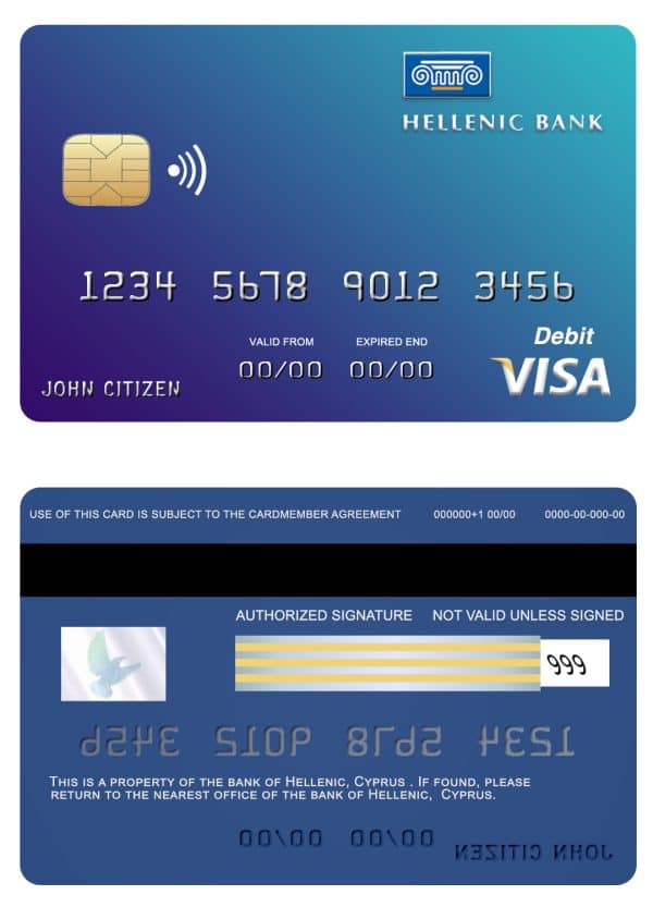 Fillable Cyprus Hellenic bank visa credit card Templates