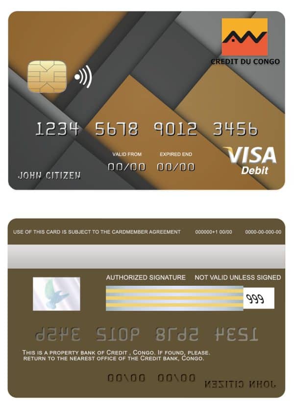 Editable Congo Credit bank visa credit card Templates Editable Congo Credit bank visa credit card Templates