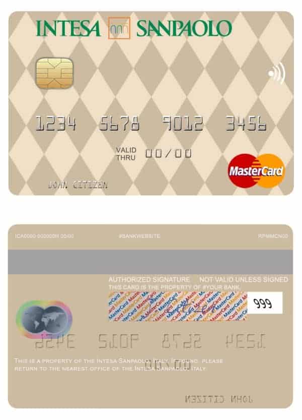 Editable Italy Intesa Sanpaolo mastercard Templates