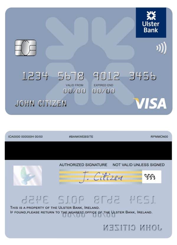 Fillable Ireland Ulster Bank Ireland visa card Templates