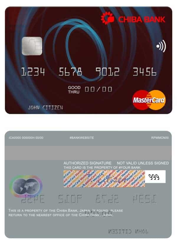 Fillable Japan Chiba Bank mastercard Templates