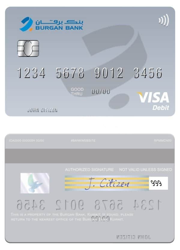 Fillable Kuwait Burgan Bank visa card Templates