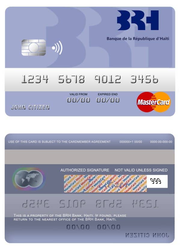 Editable Haiti BRH bank mastercard Templates