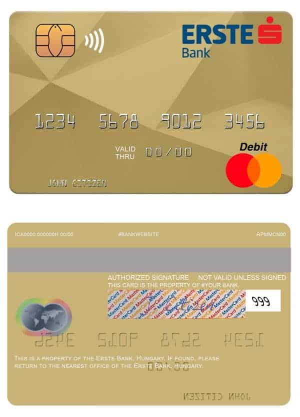 Fillable Hungary Erste Bank mastercard Templates