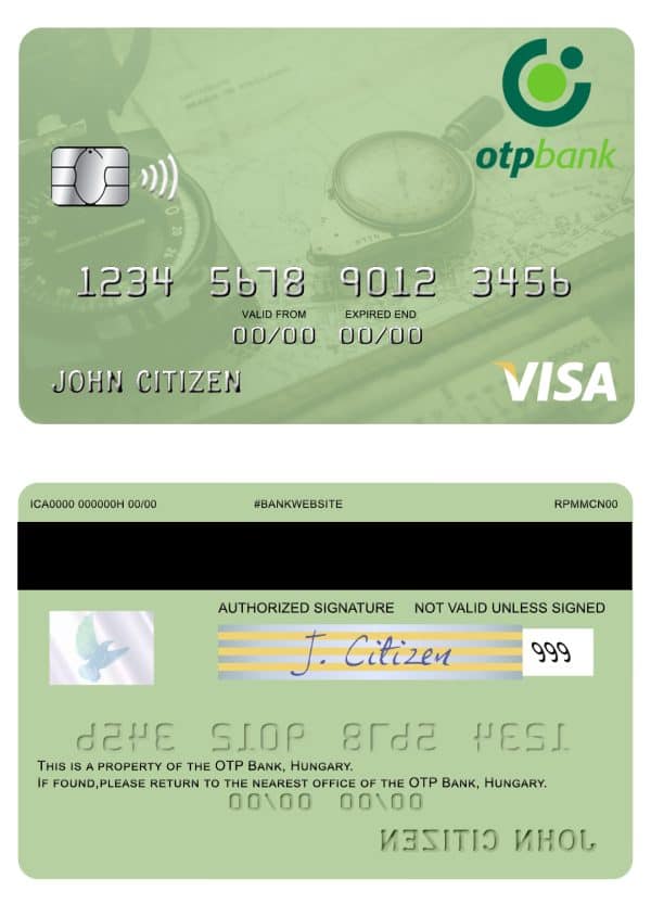 Editable Hungary OTP Bank visa card Template