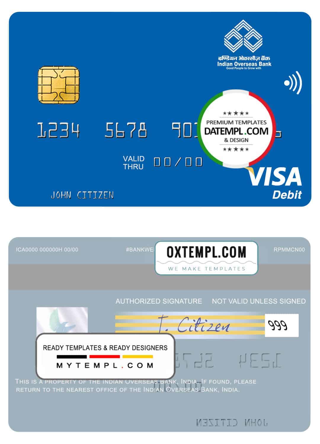 India Indian Overseas Bank visa card Fillable India Indian Overseas Bank visa card Templates