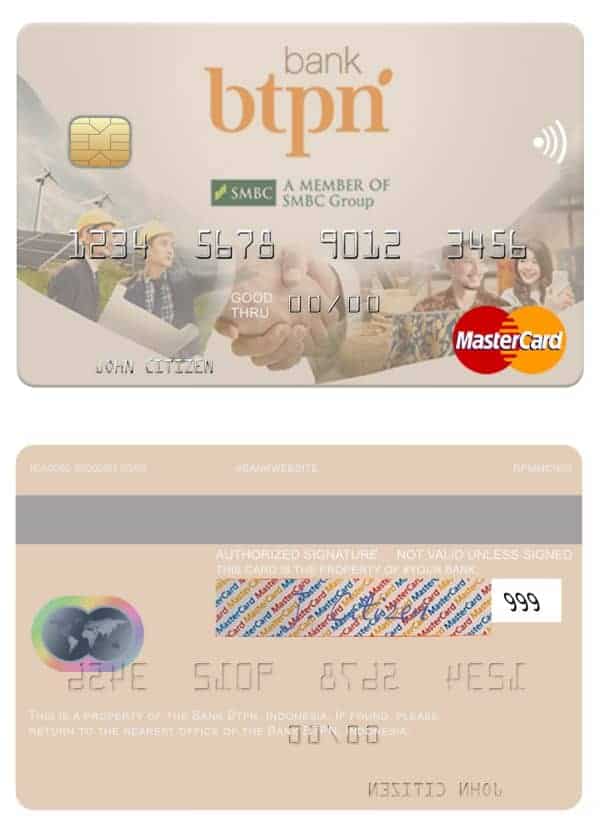 Editable Indonesia Bank BTPN mastercard Templates