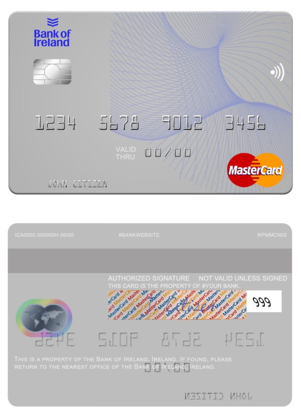 Fillable Ireland Bank of Ireland mastercard Templates