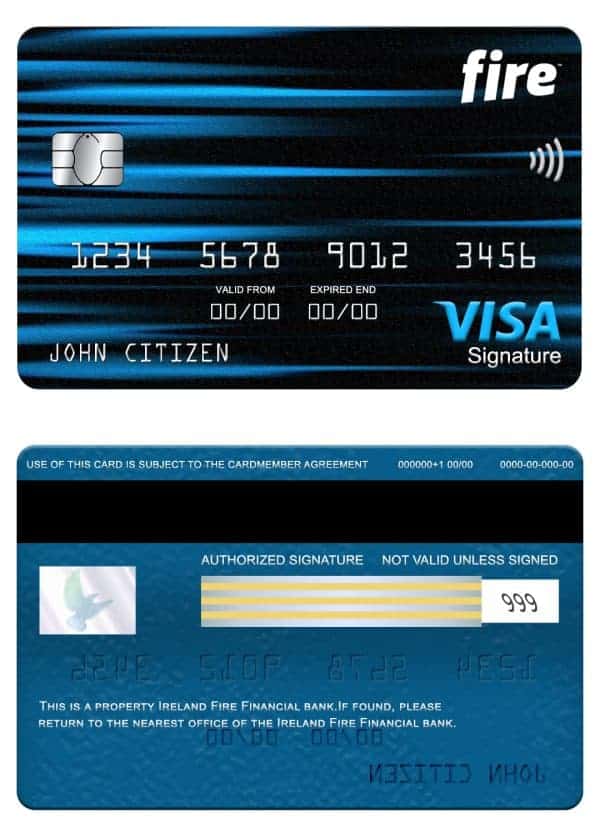 Editable Ireland Fire Financial Services Limited the Observatory bank visa signature card Templates