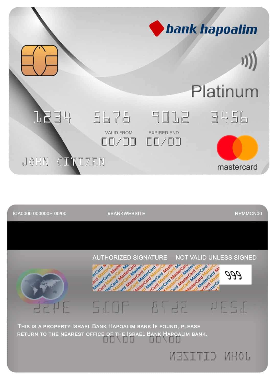 Israel Bank Hapoalim mastercard platinum Editable Israel Bank Hapoalim mastercard platinum Templates