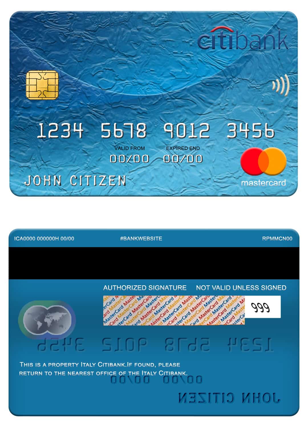 Italy Citibank mastercard Fillable Italy Citibank mastercard Templates