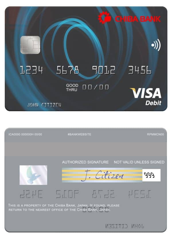 Editable Japan Chiba Bank visa card Templates
