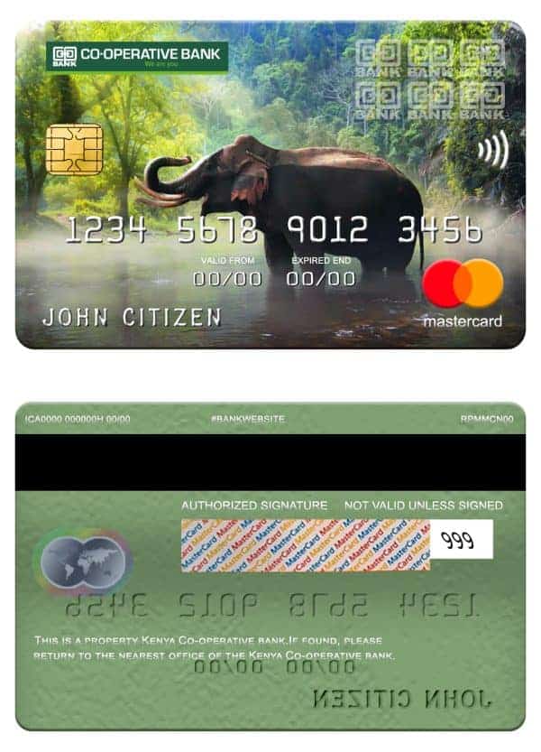 Editable Kenya Co-operative bank of Kenya mastercard Templates