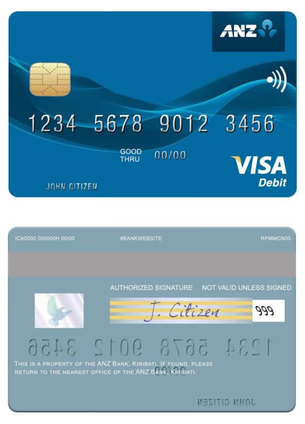 Fillable Kiribati ANZ Bank visa card Templates