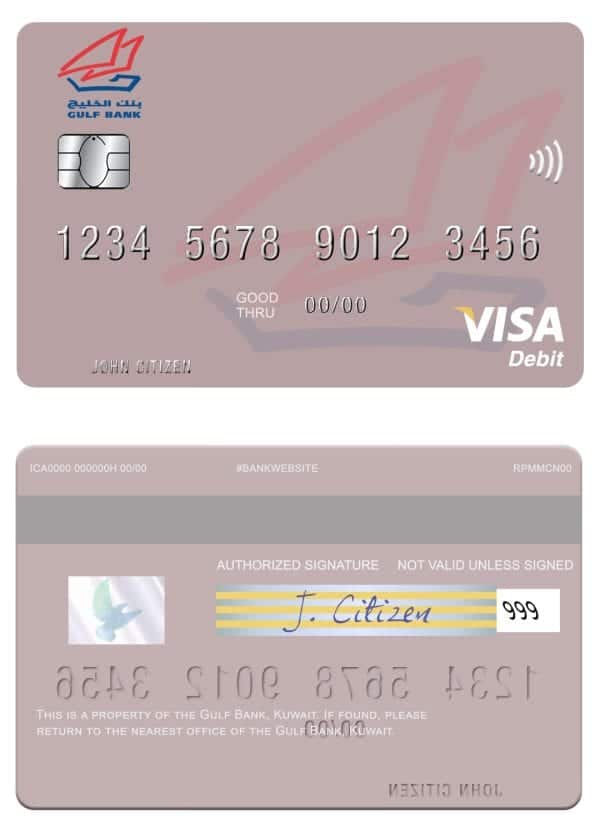 Fillable Kuwait Gulf Bank visa card Templates