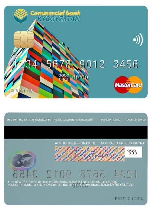 Editable Kyrgyzstan Commercial Bank mastercard