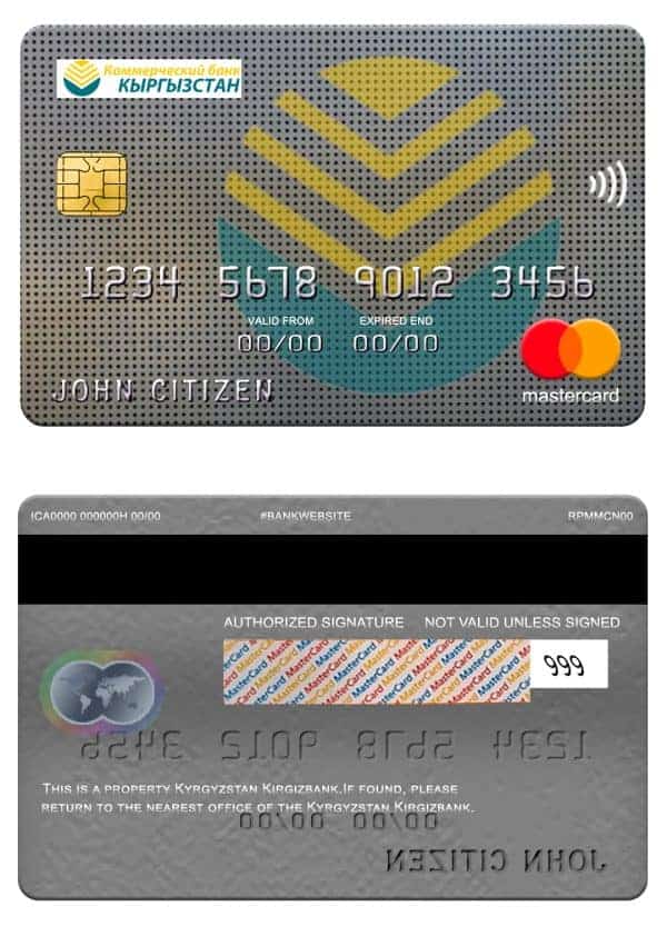 Editable Kyrgyzstan Kirgizbank mastercard Templates