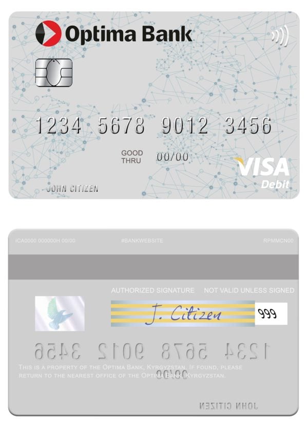 Fillable Kyrgyzstan Optima Bank visa card Templates