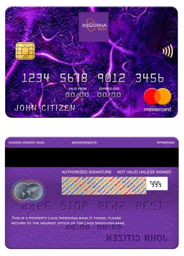Editable Laos Indochina bank mastercard Templates