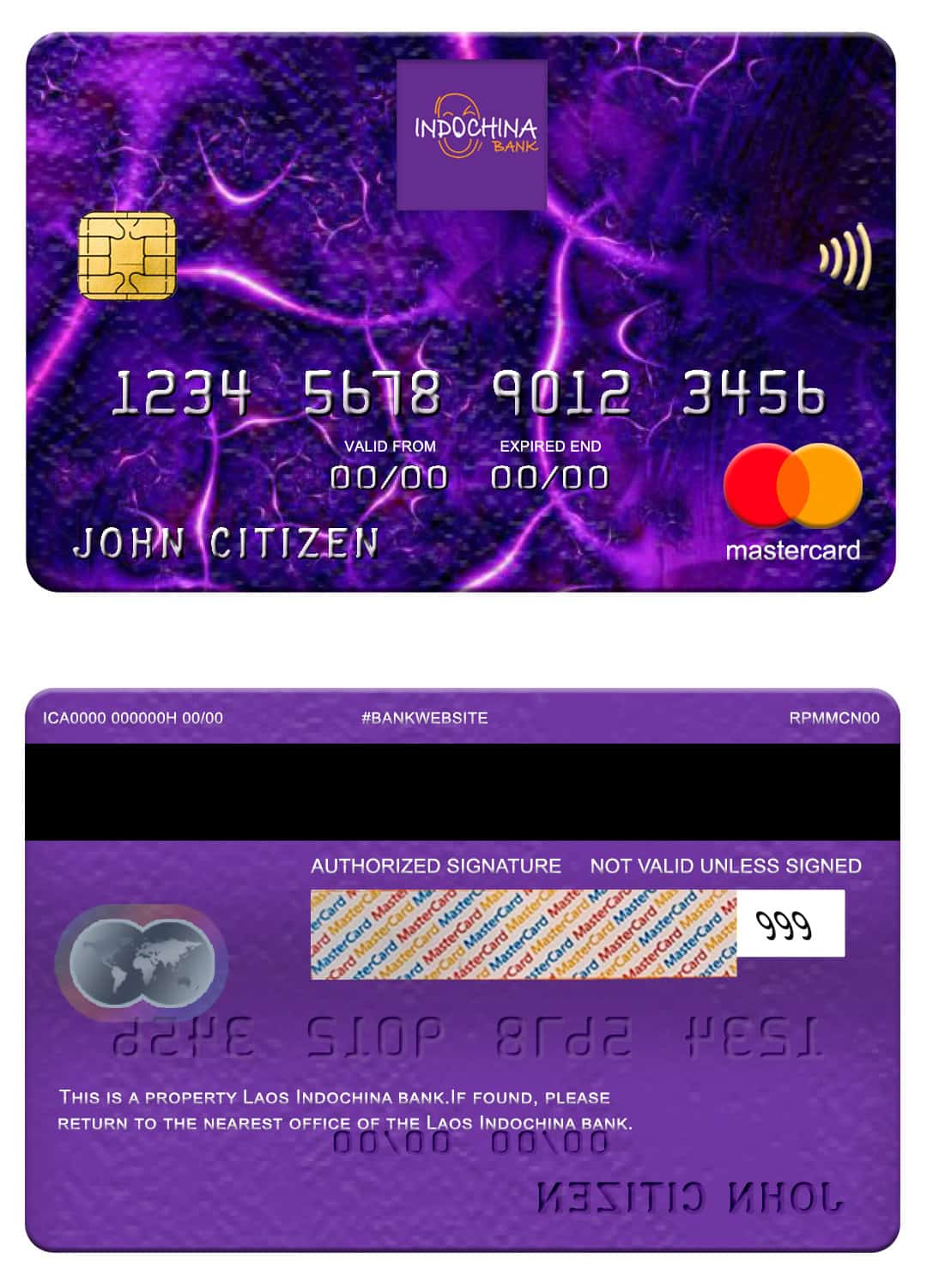 Laos Indochina bank mastercard Editable Laos Indochina bank mastercard Templates