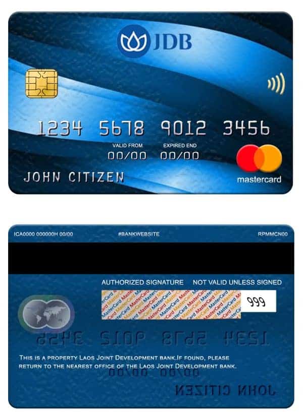 Editable Laos Joint Development Bank (JDB) mastercard Templates