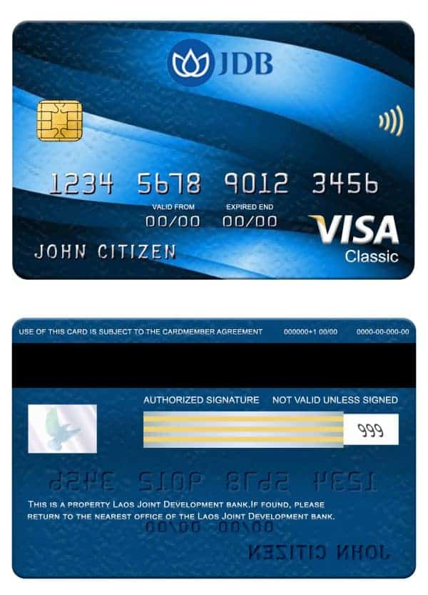Fillable Laos Joint Development Bank (JDB) visa classic card Templates