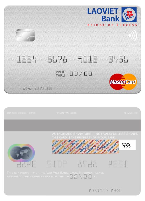Fillable Laos Lao-Viet mastercard Templates