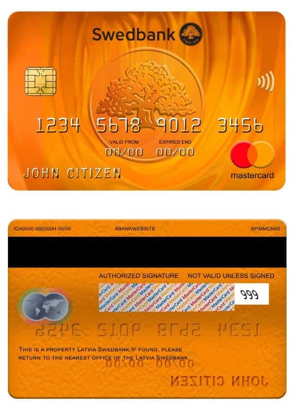 Latvia Swedbank mastercard Editable Latvia Swedbank mastercard Templates