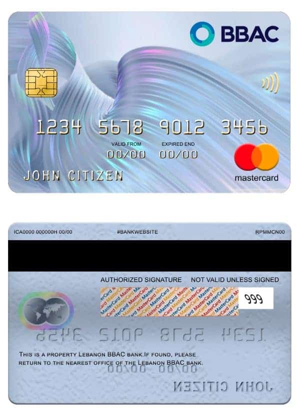 Lebanon BBAC bank mastercard Editable Lebanon BBAC bank mastercard Templates