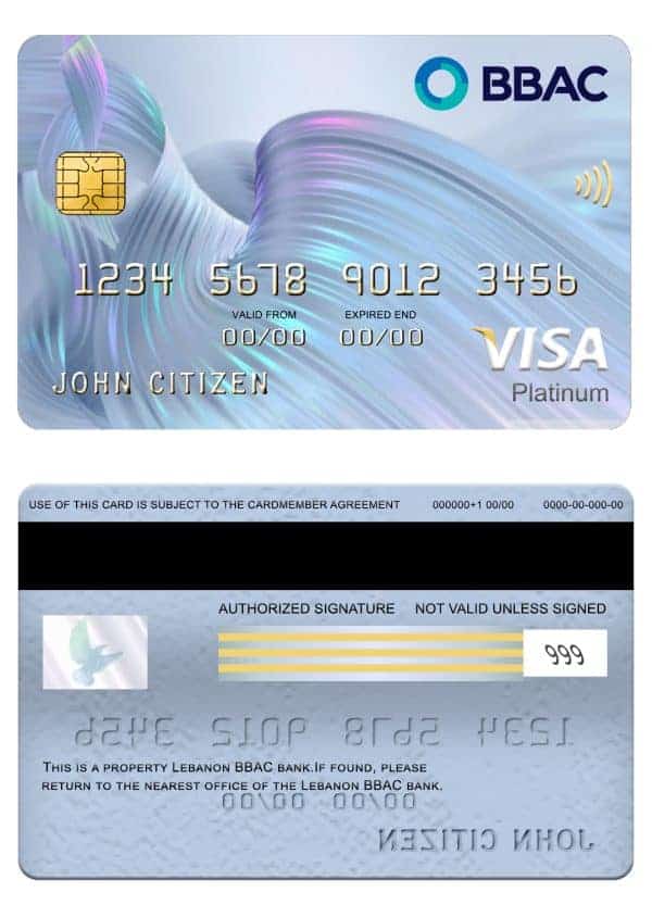Lebanon BBAC bank visa platinum card Fillable Lebanon BBAC bank visa platinum card Templates