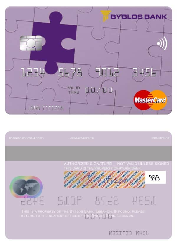 Fillable Lebanon Byblos Bank mastercard Templates