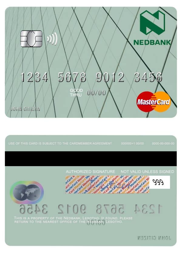 Lesotho Nedbank mastercard Editable Lesotho Nedbank mastercard Templates