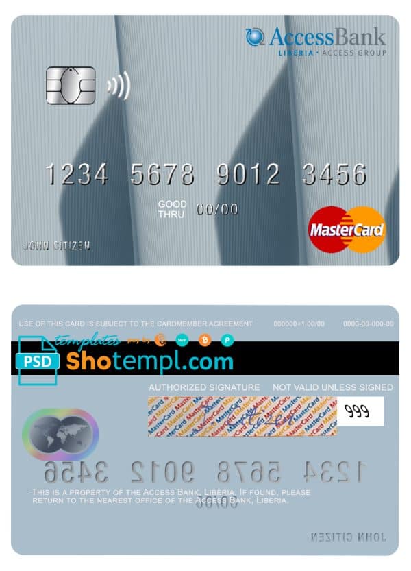 Liberia Access Bank mastercard Editable Liberia Access Bank mastercard Templates