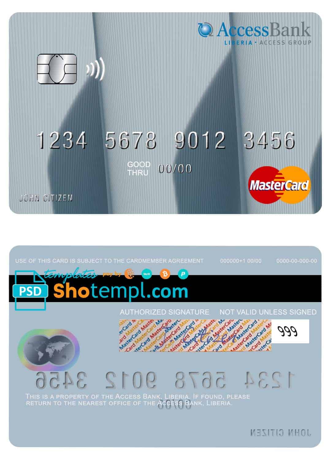 Liberia Access Bank mastercard Editable Liberia Access Bank mastercard Templates