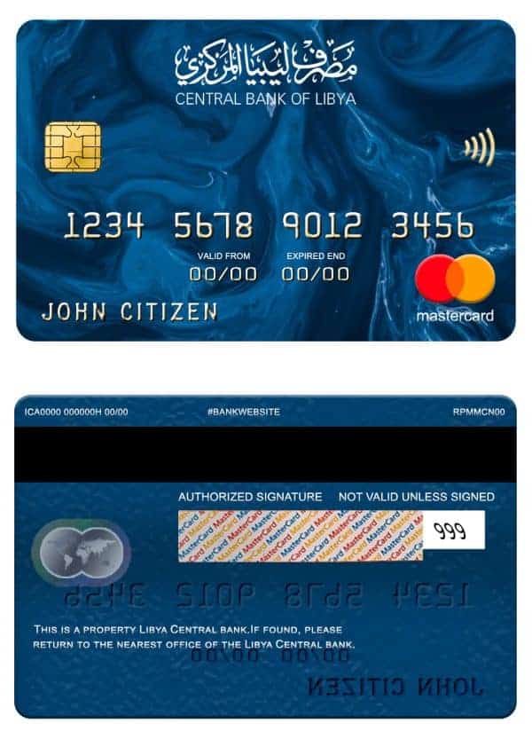 Libya Central bank mastercard Editable Libya Central bank mastercard Templates