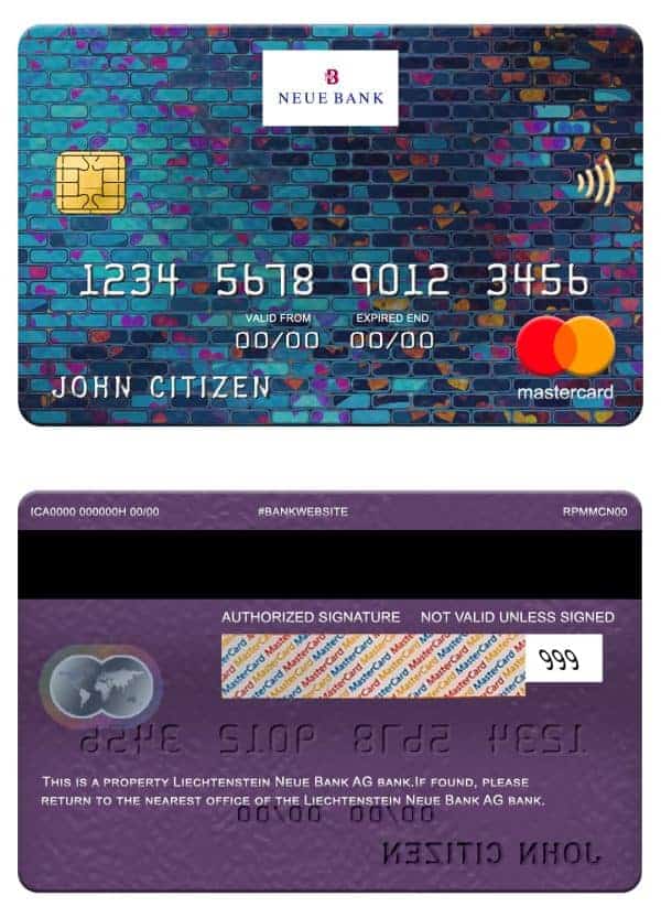Liechtenstein Neue bank mastercard Fillable Liechtenstein Neue bank mastercard Templates