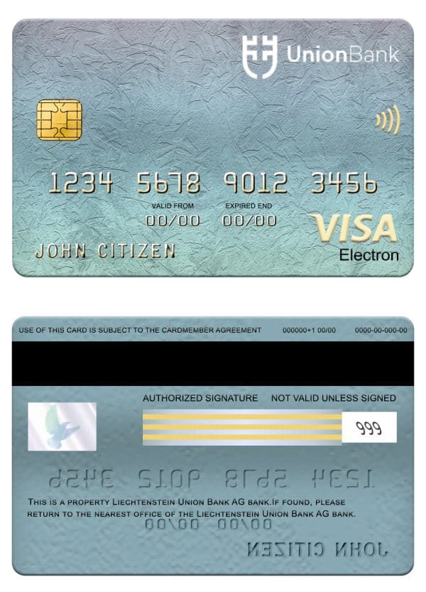 Liechtenstein Union bank visa electron card Editable Liechtenstein Union bank visa electron card Templates