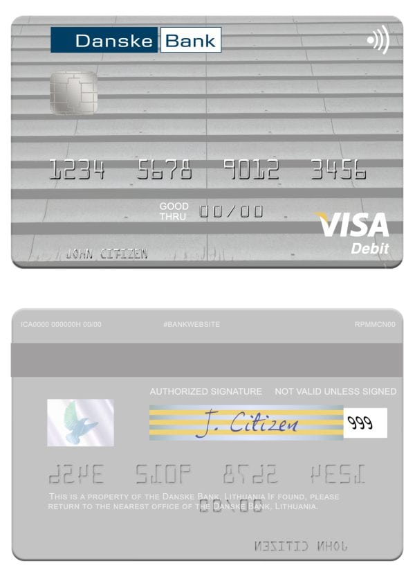 Fillable Lithuania Danske Bank visa card Templates