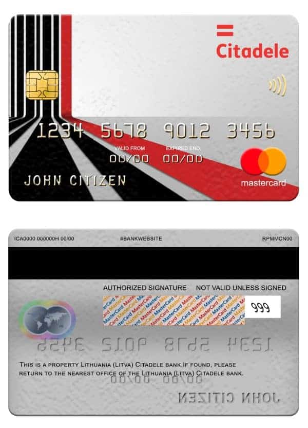 Lithuania (Litva) Citadele bank mastercard Fillable Lithuania (Litva) Citadele bank mastercard Templates