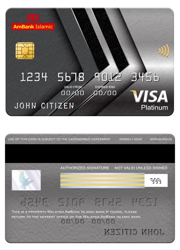 Fillable Malaysia AmBank Islamic bank visa platinum card Templates