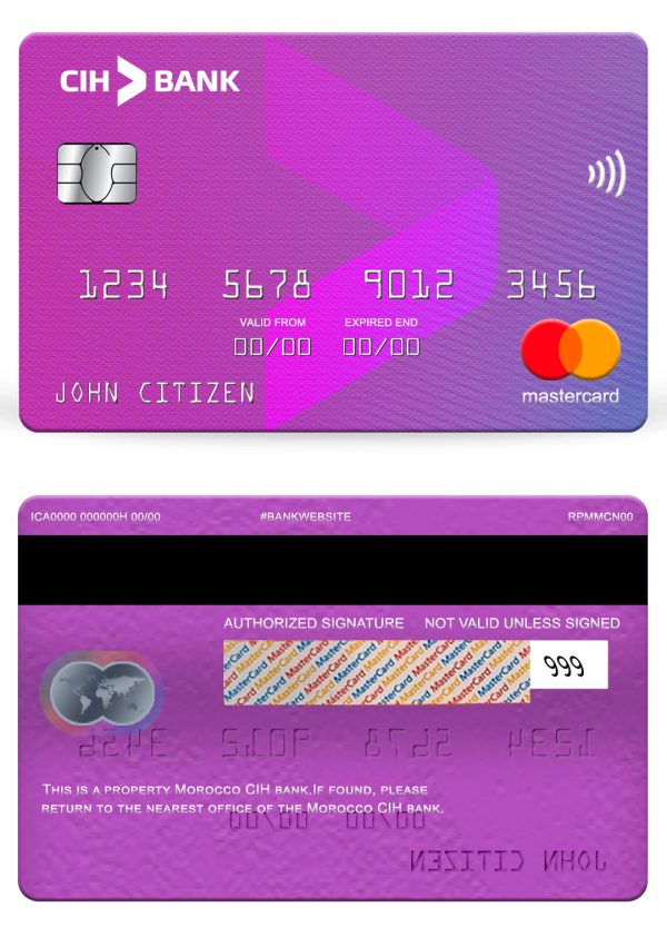 Morocco CIH bank mastercard Fillable Morocco CIH bank mastercard Templates