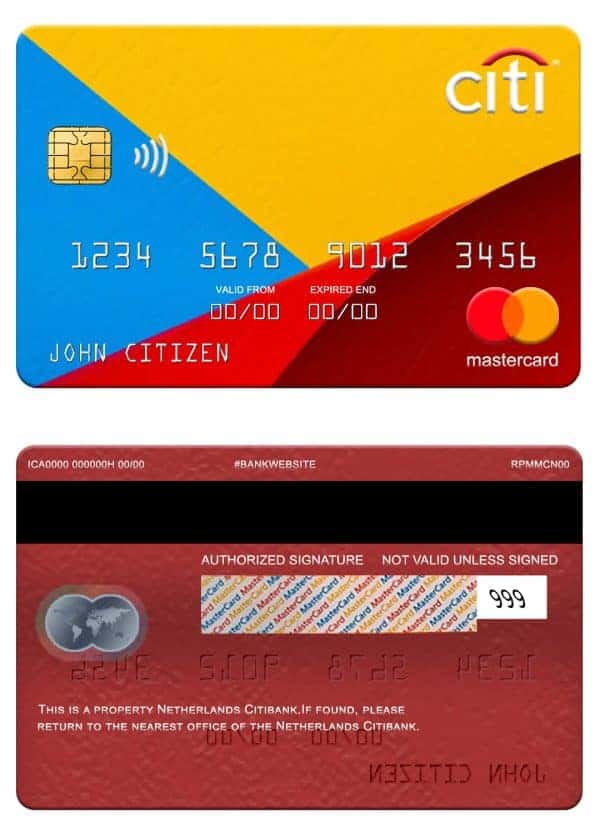 Fillable Netherlands Citibank mastercard Templates