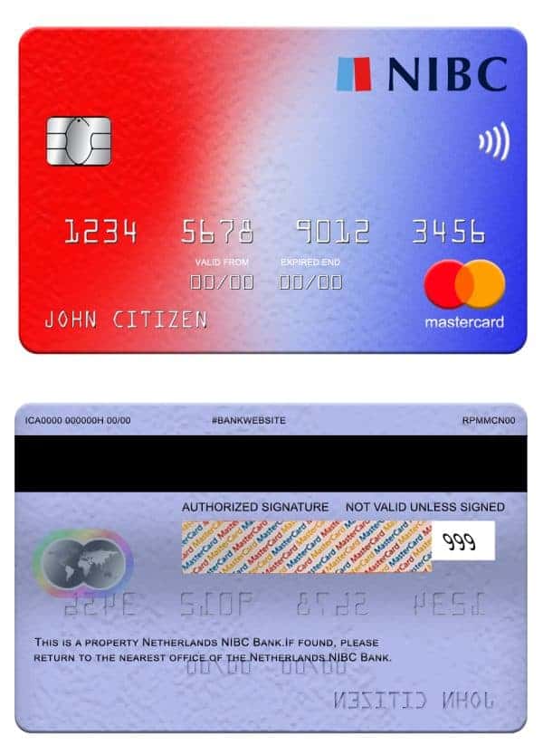 Fillable Netherlands NIBC bank mastercard Templates