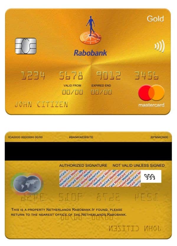 Fillable Netherlands Rabobank mastercard gold Templates