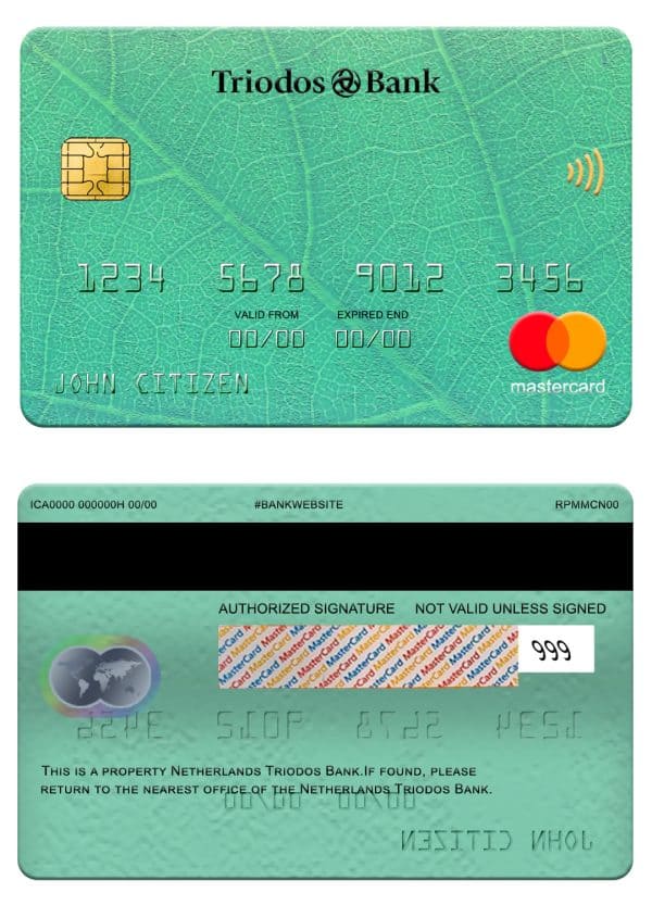 Fillable Netherlands Triodos bank mastercard Templates