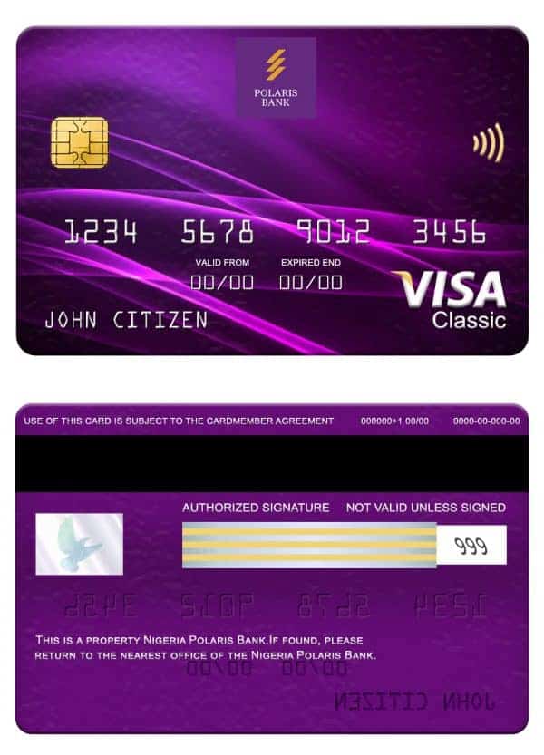 Fillable Nigeria Polaris bank visa classic card Templates