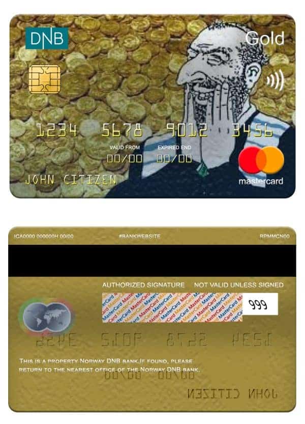 Editable Norway DNB bank mastercard gold Templates