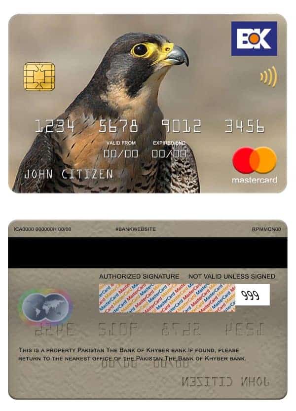 Fillable Pakistan The bank of Khyber mastercard Templates