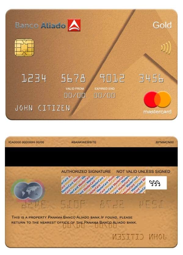 Fillable Panama Banco Aliado bank mastercard gold Templates